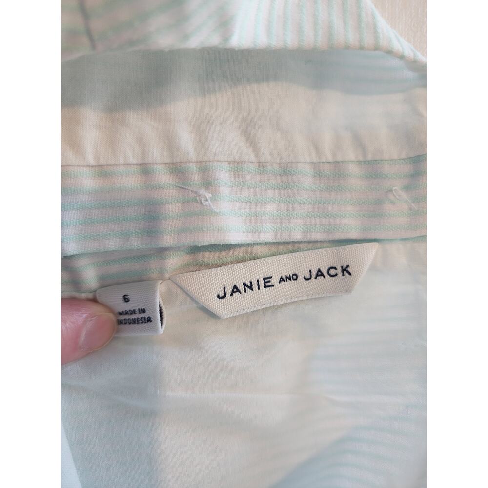Janie and Jack Girls Mint Green Pinstripe 2pc Outfit Sz 6 - Picture 4 of 6